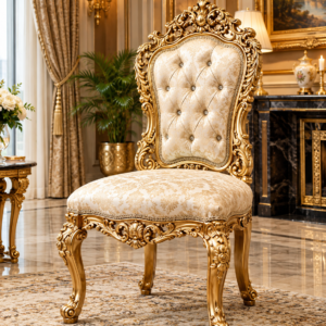 Royal Gold Tufted Carved Chair